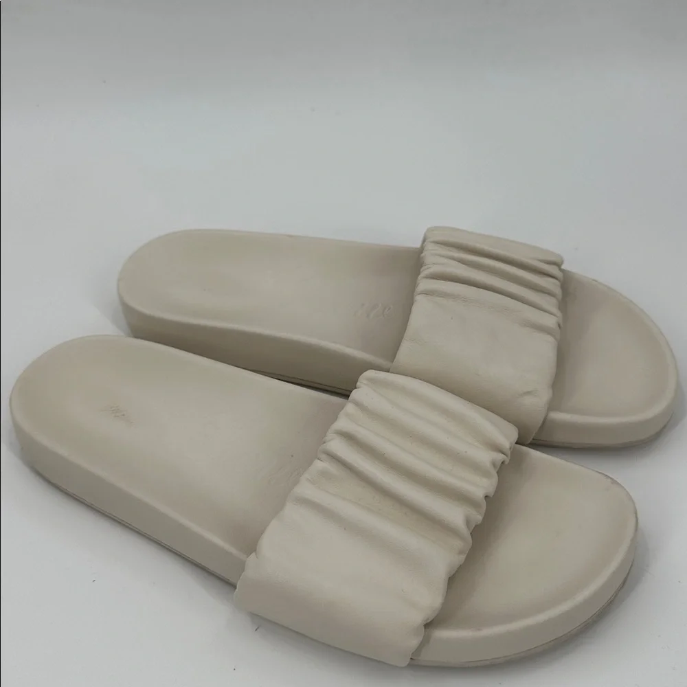 J. Crew Pacific Scrunchie Strap‎ Leather Slides White 9.5